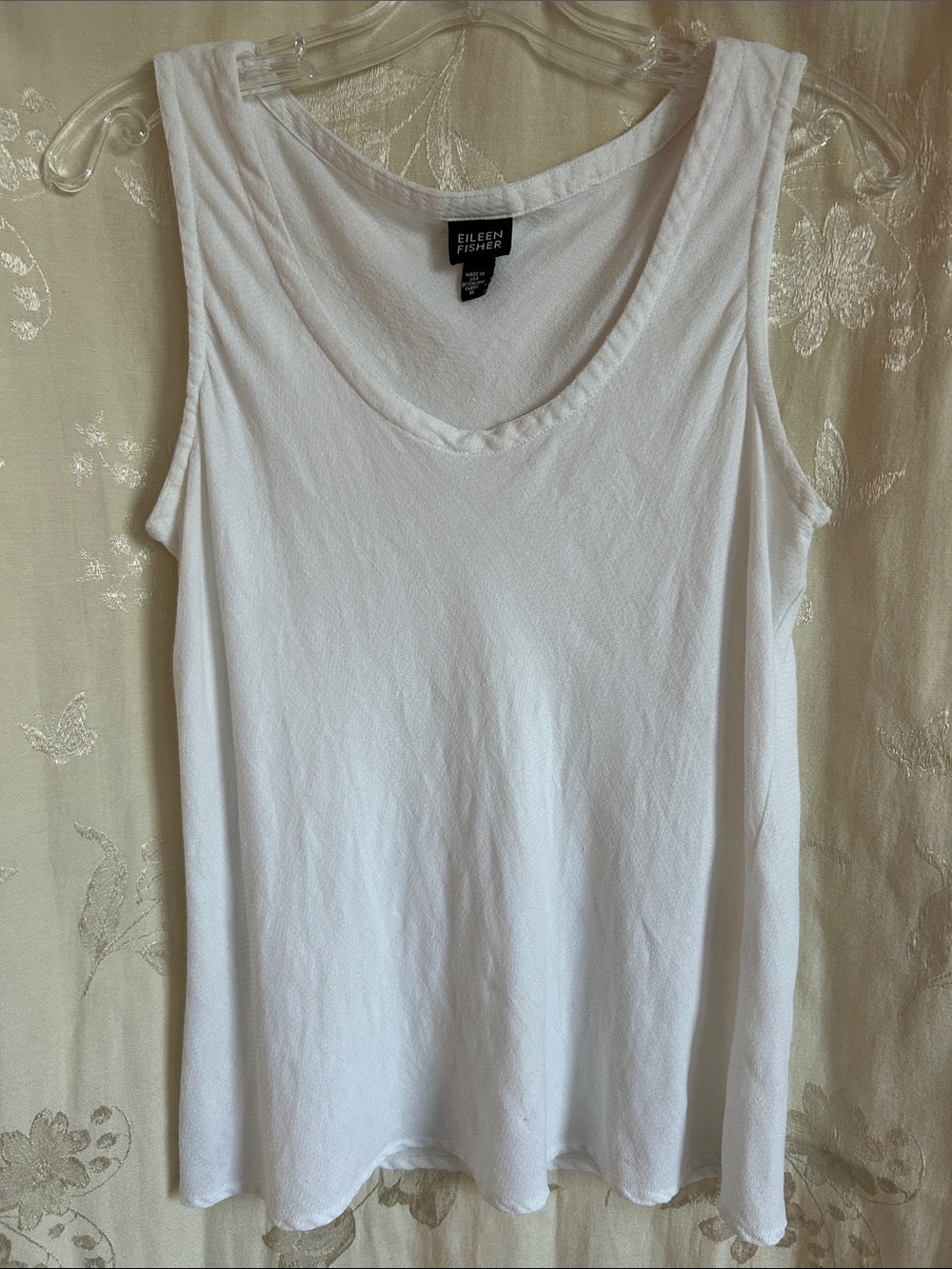 Eileen Fisher White Italian Fabric Linen Blend Scoop Tank Top Size M